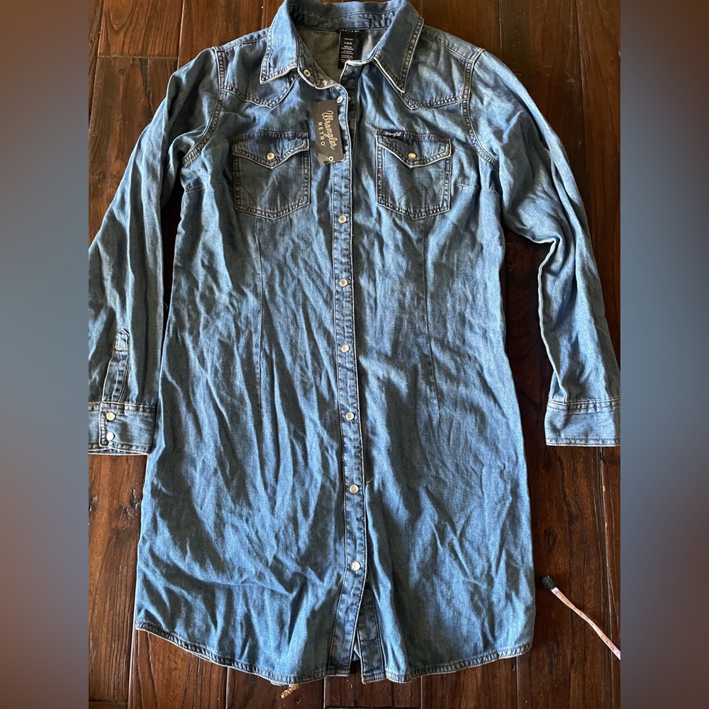 Wrangler denim button up dress L NWT - Picture 7 of 7